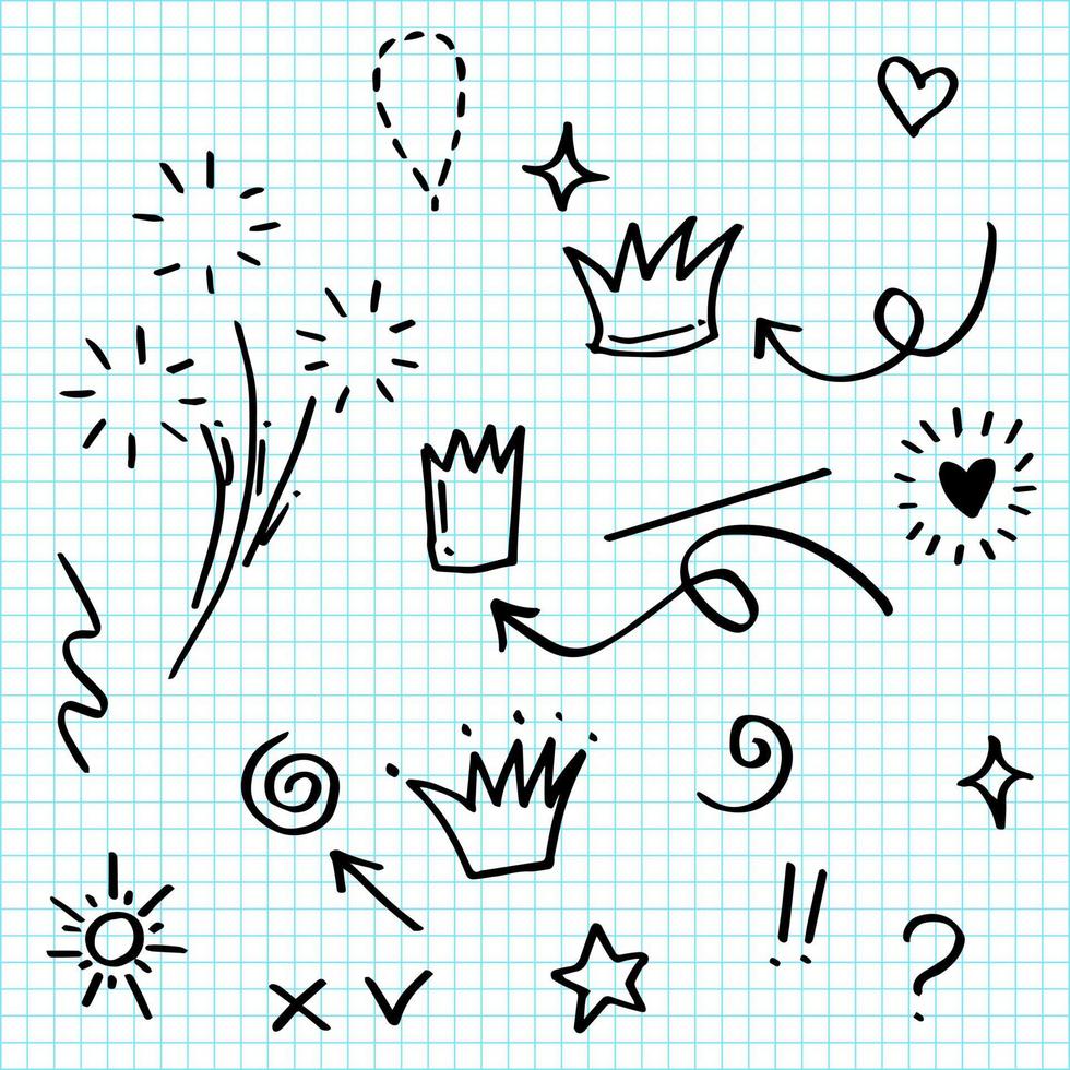 Hand drawn set doodle elements for concept design. vector illustration.