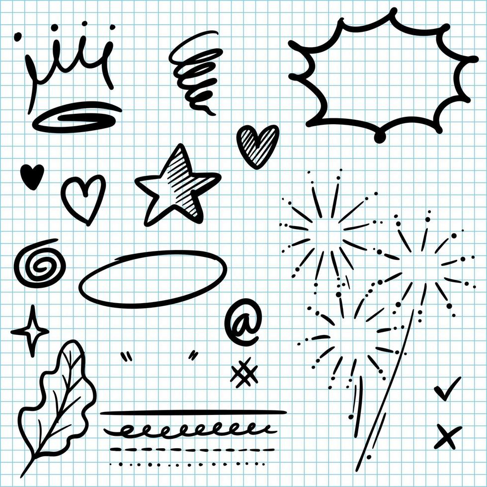 Hand drawn set doodle elements for concept design. vector illustration.