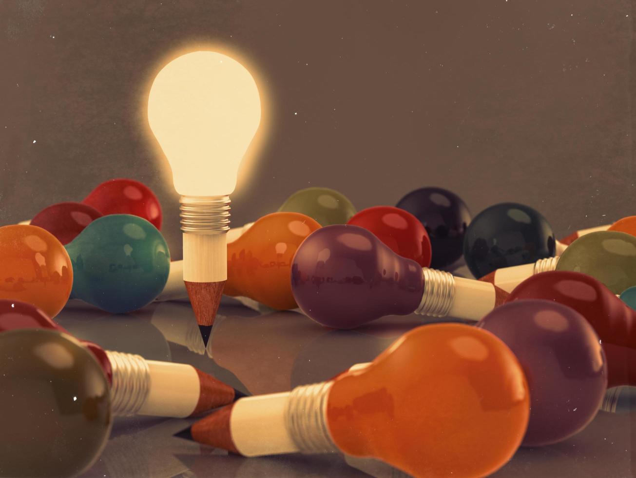drawing idea pencil and light bulb concept creative and leadership photo