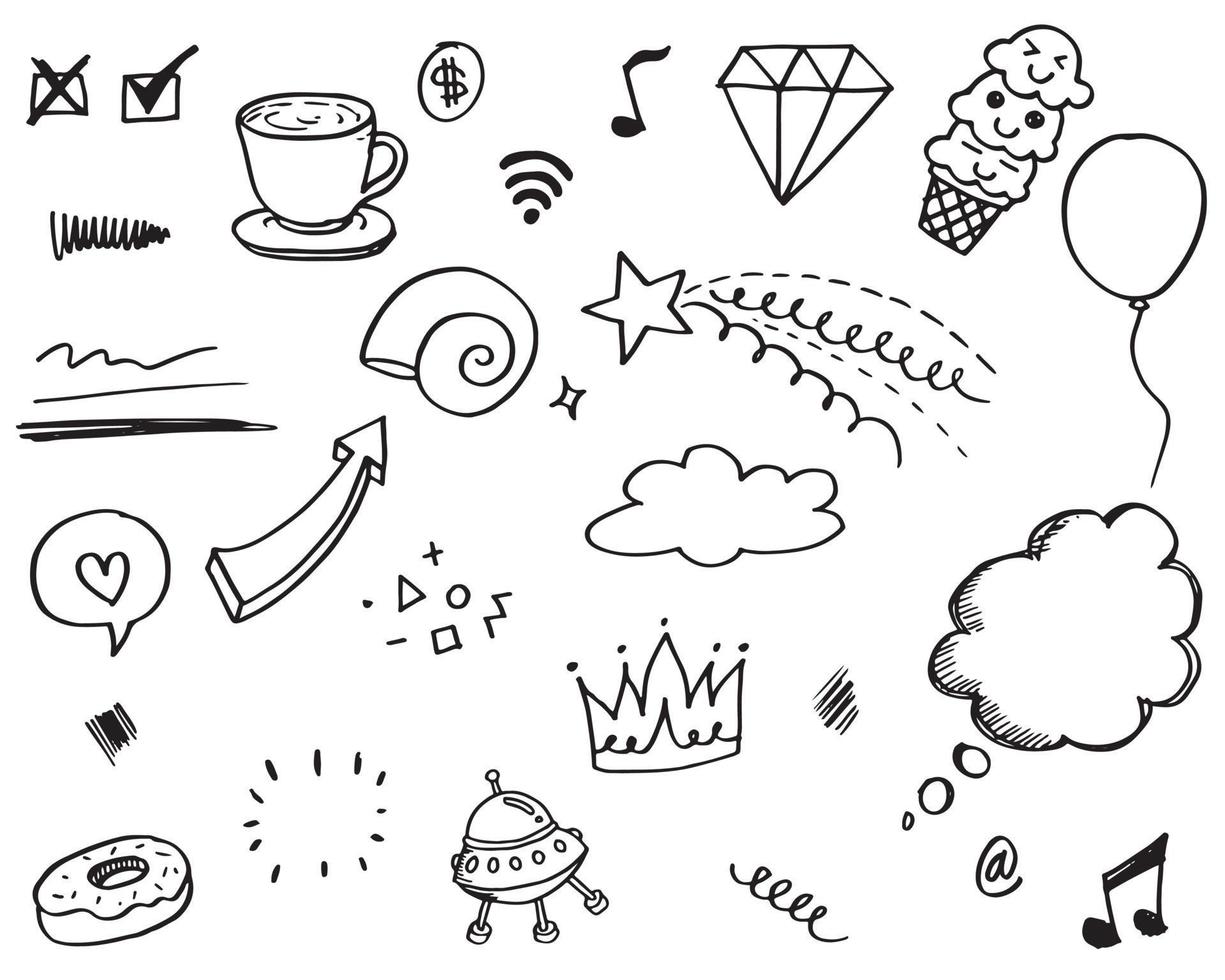 Hand drawn set doodle elements for concept design. vector illustration.