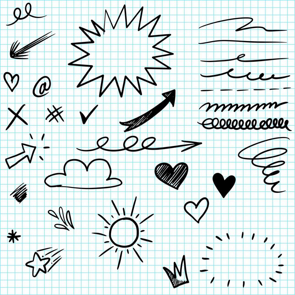 Hand drawn set doodle elements for concept design. vector illustration.