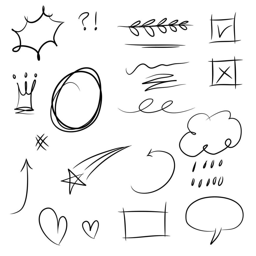 Hand drawn set doodle elements for concept design. vector illustration.