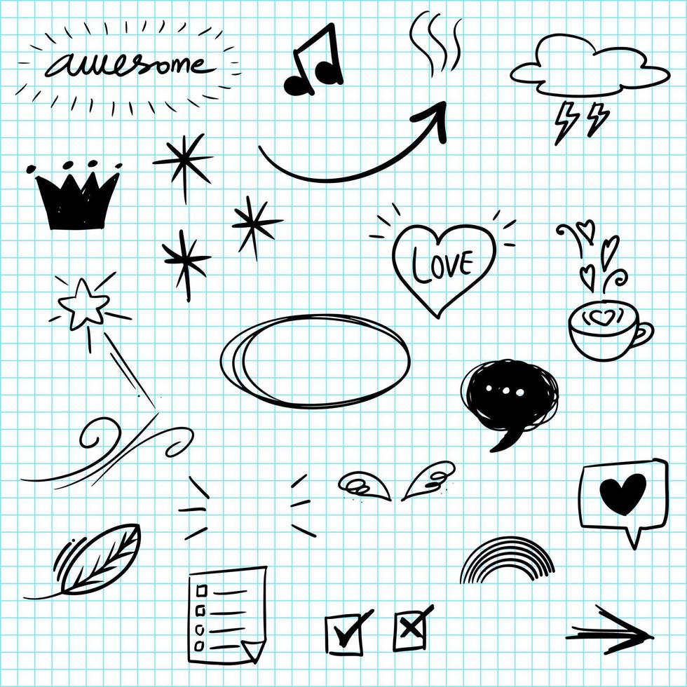 Hand drawn set doodle elements for concept design. vector illustration.
