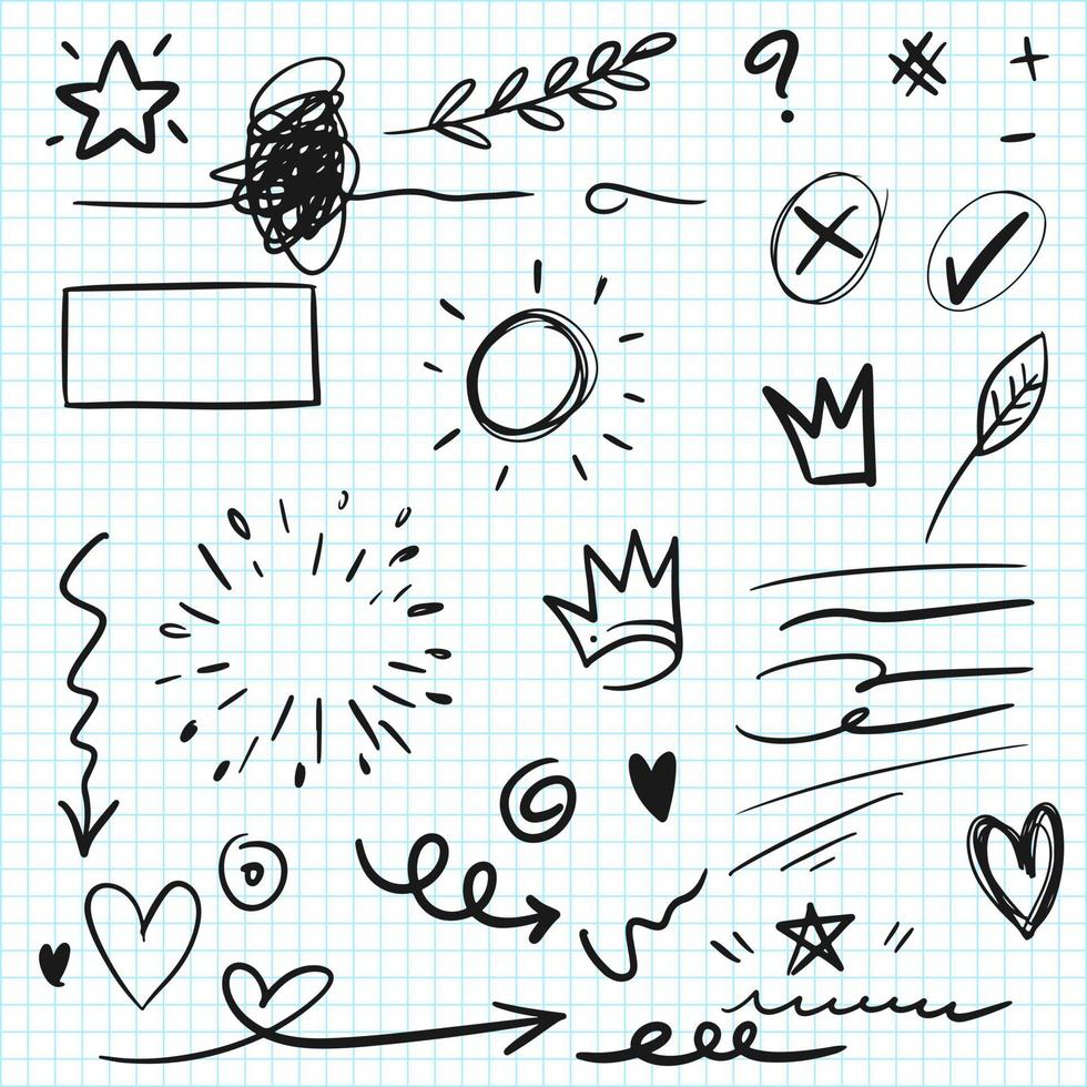 Hand drawn set doodle elements for concept design. vector illustration.