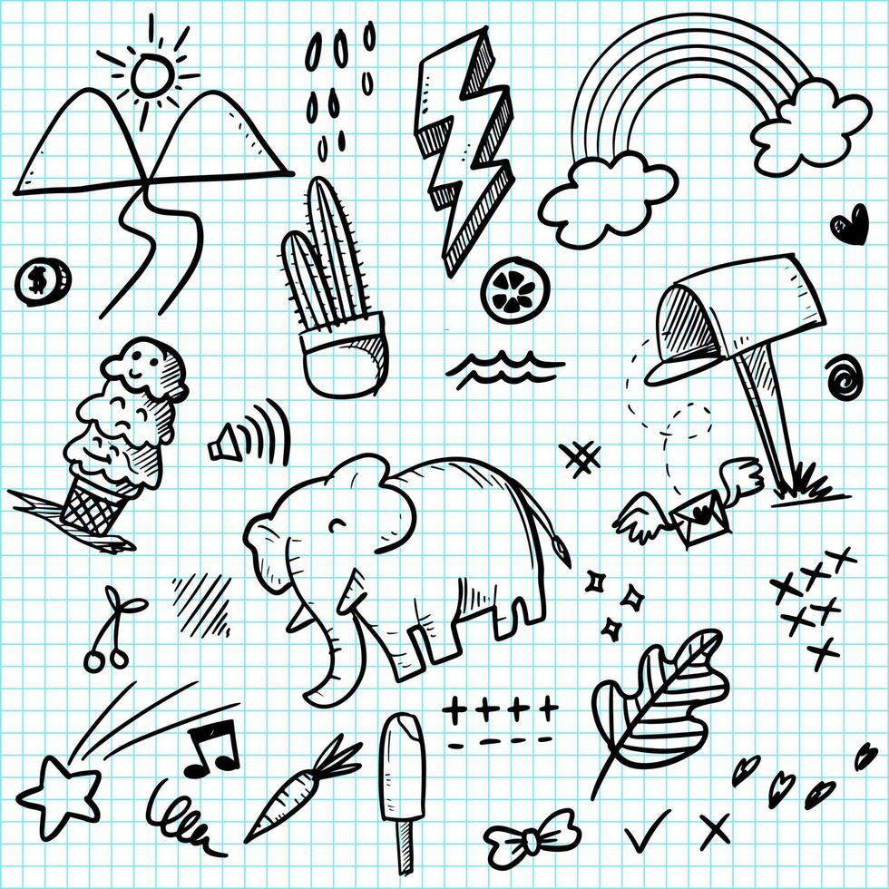 Hand drawn set doodle elements for concept design. vector illustration.