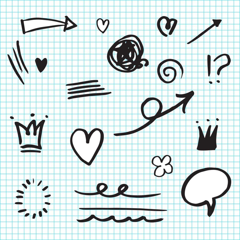 Hand drawn set doodle elements for concept design. vector illustration.