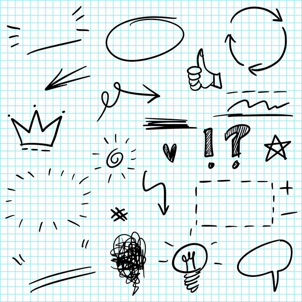 Hand drawn set doodle elements for concept design. vector illustration.