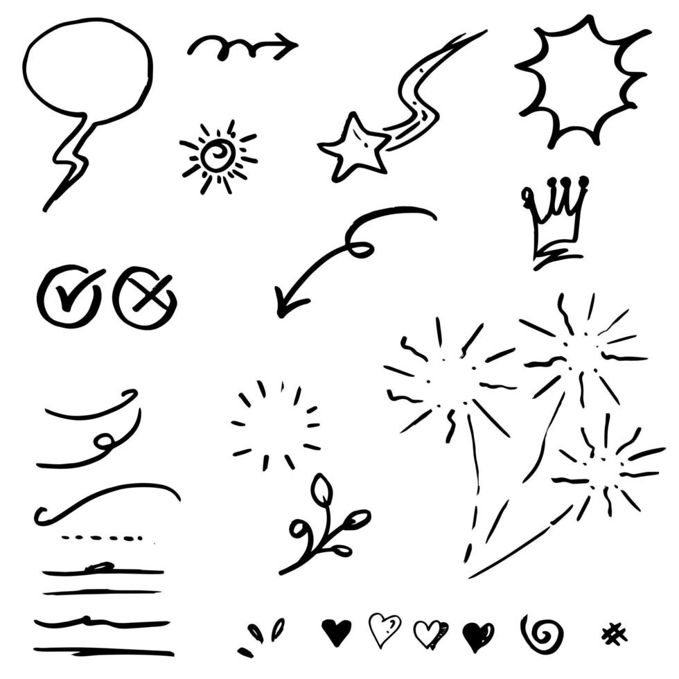 Hand drawn set doodle elements for concept design. vector illustration.