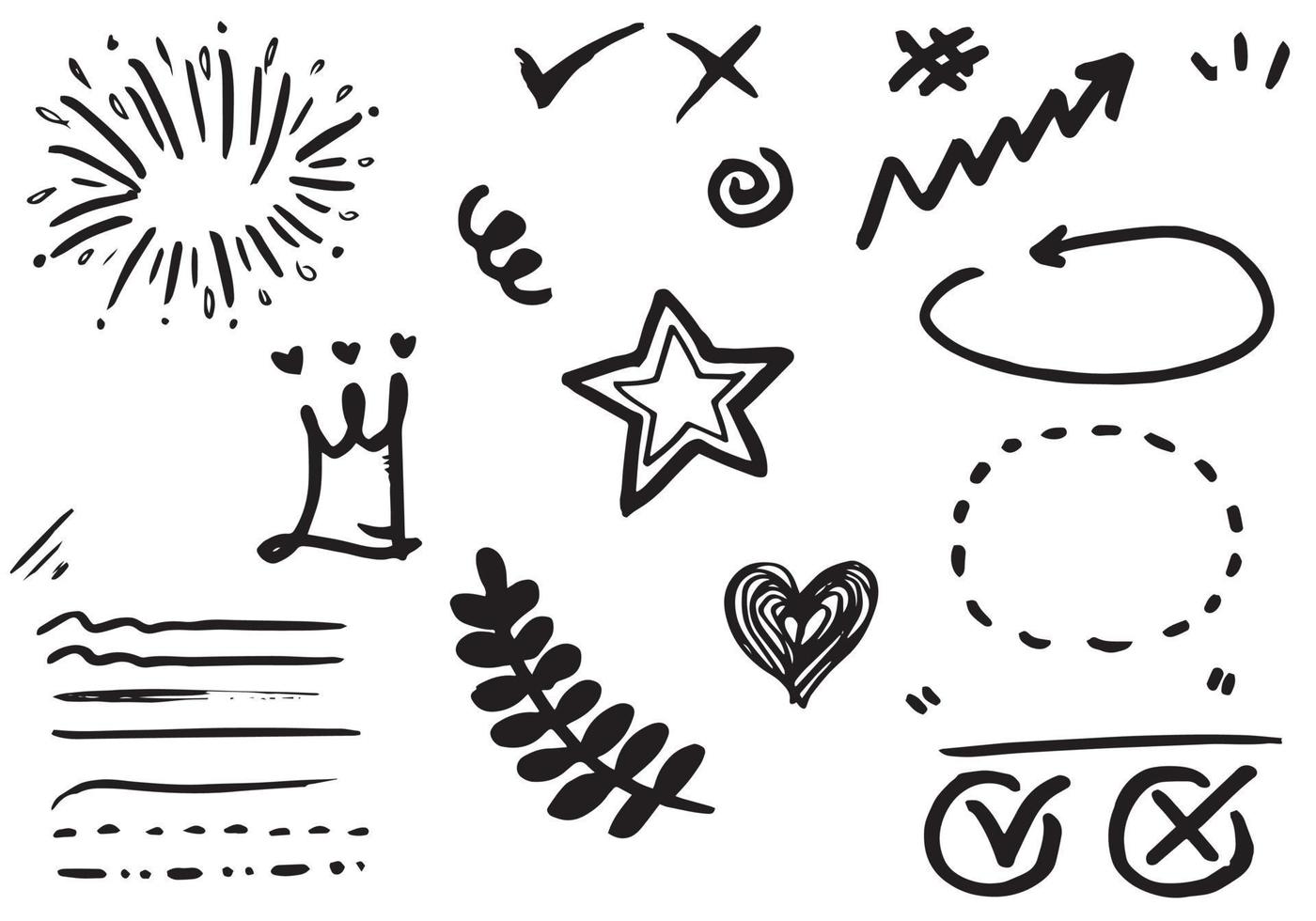 Hand drawn set doodle elements for concept design. vector illustration.