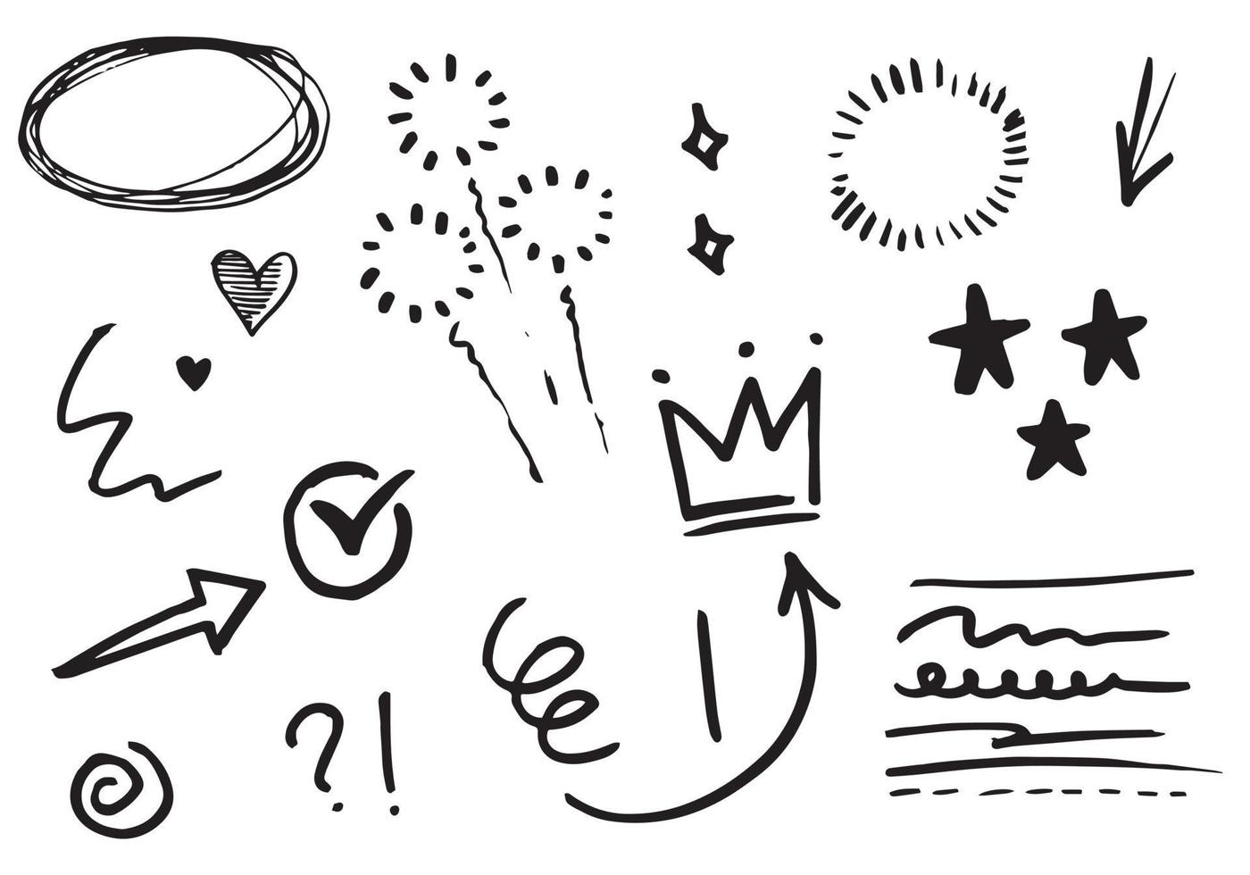 Hand drawn set doodle elements for concept design. vector illustration.