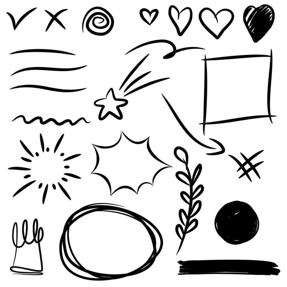 Hand drawn set doodle elements for concept design. vector illustration.