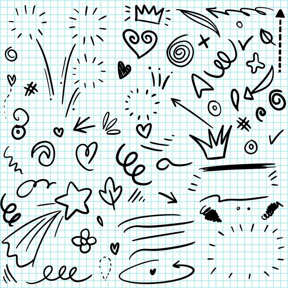 Hand drawn set doodle elements for concept design. vector illustration.
