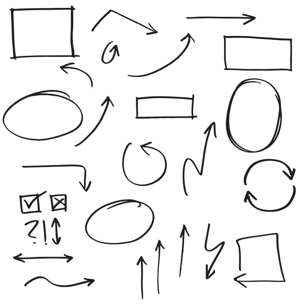 doodle design element. Doodle lines, Arrows, circles and curves vector. hand drawn design elements isolated on white background for infographic. vector