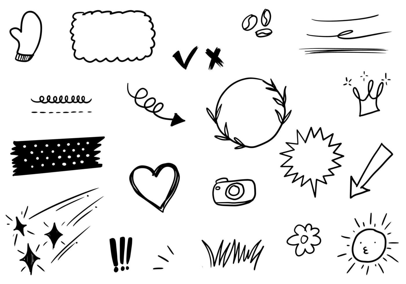 Hand drawn set doodle elements for concept design. vector illustration.