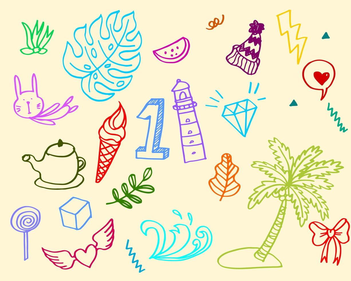 Hand drawn set doodle elements for concept design. vector illustration.