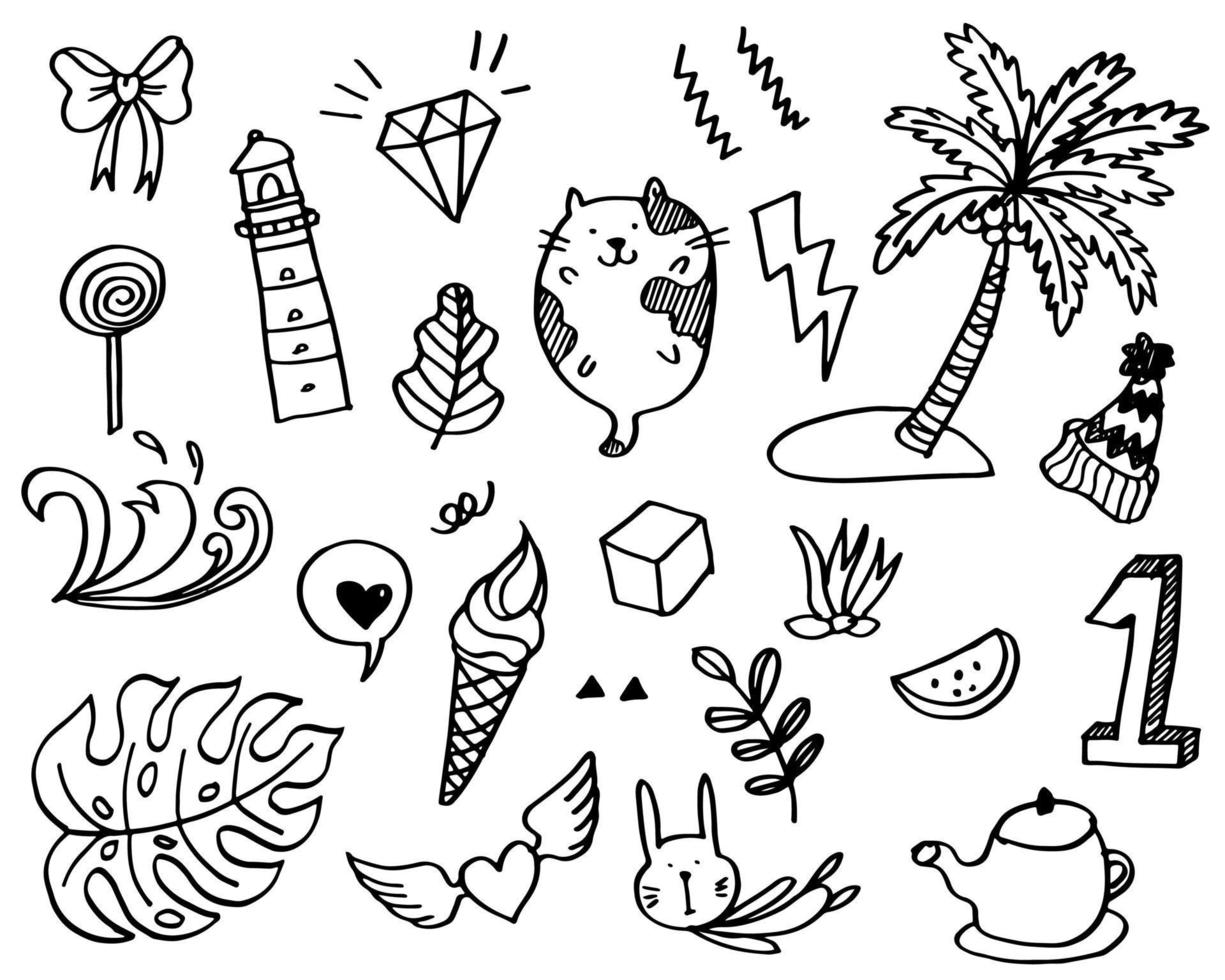 Hand drawn set doodle elements for concept design. vector illustration.