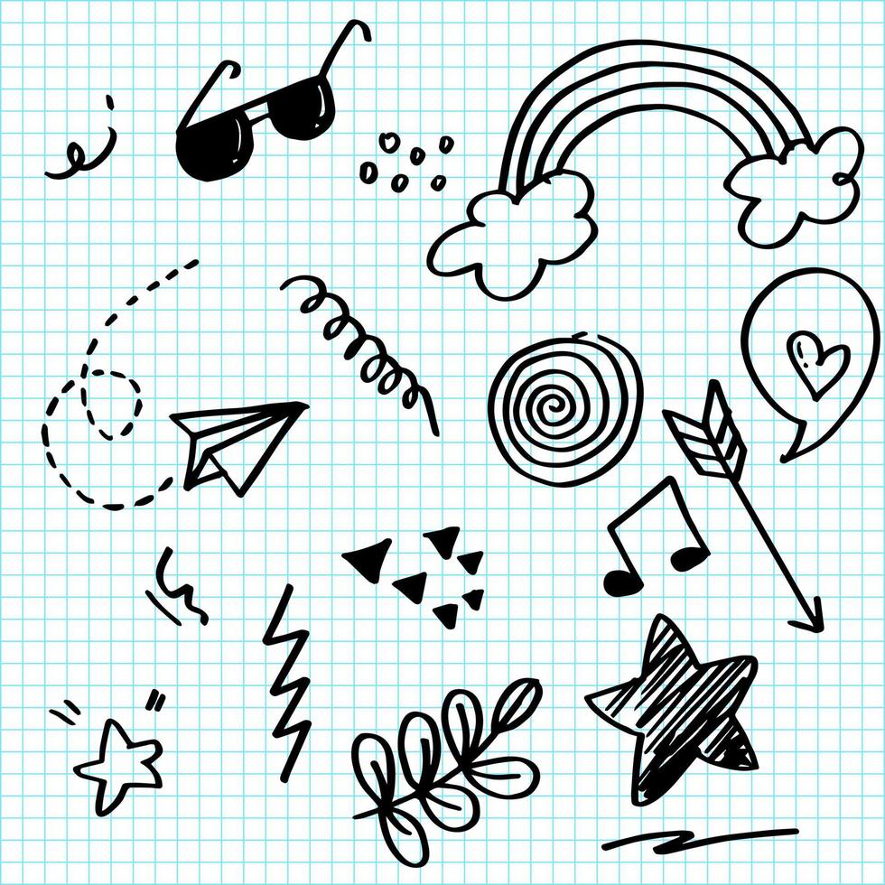 Hand drawn set doodle elements for concept design. vector illustration.