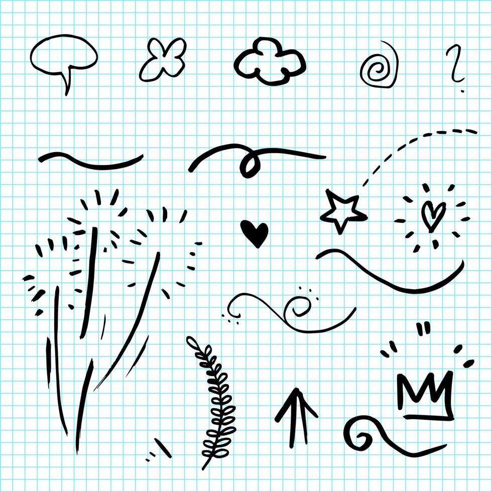 Hand drawn set doodle elements for concept design. vector illustration.