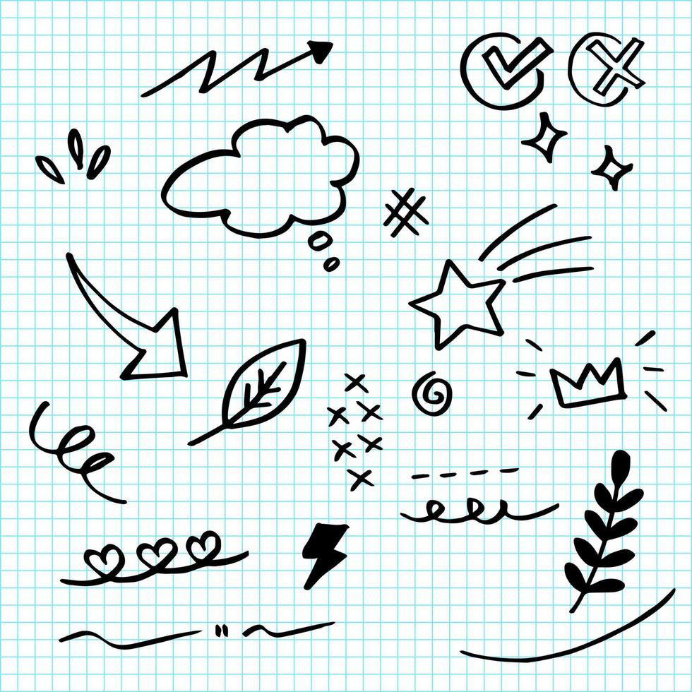Hand drawn set doodle elements for concept design. vector illustration.