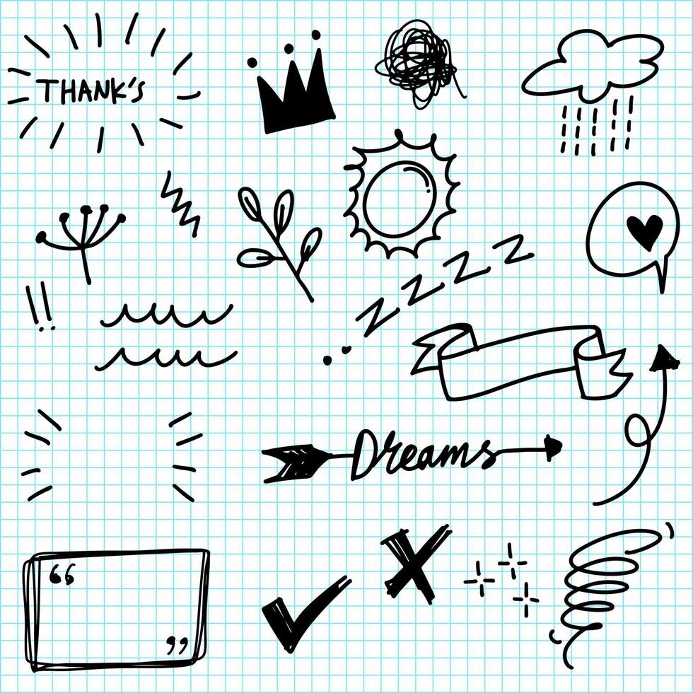 Hand drawn set doodle elements for concept design. vector illustration.