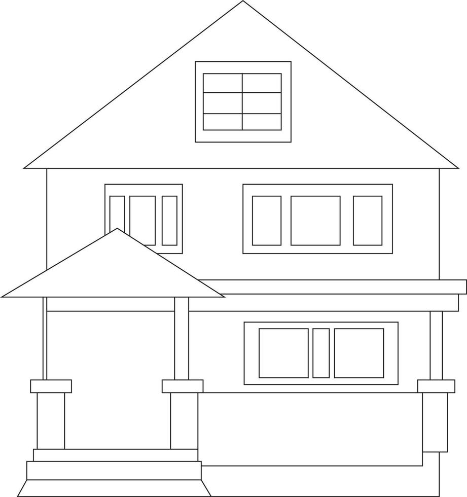 House Coloring page design. coloring page design for kids. simple coloring page design. vector