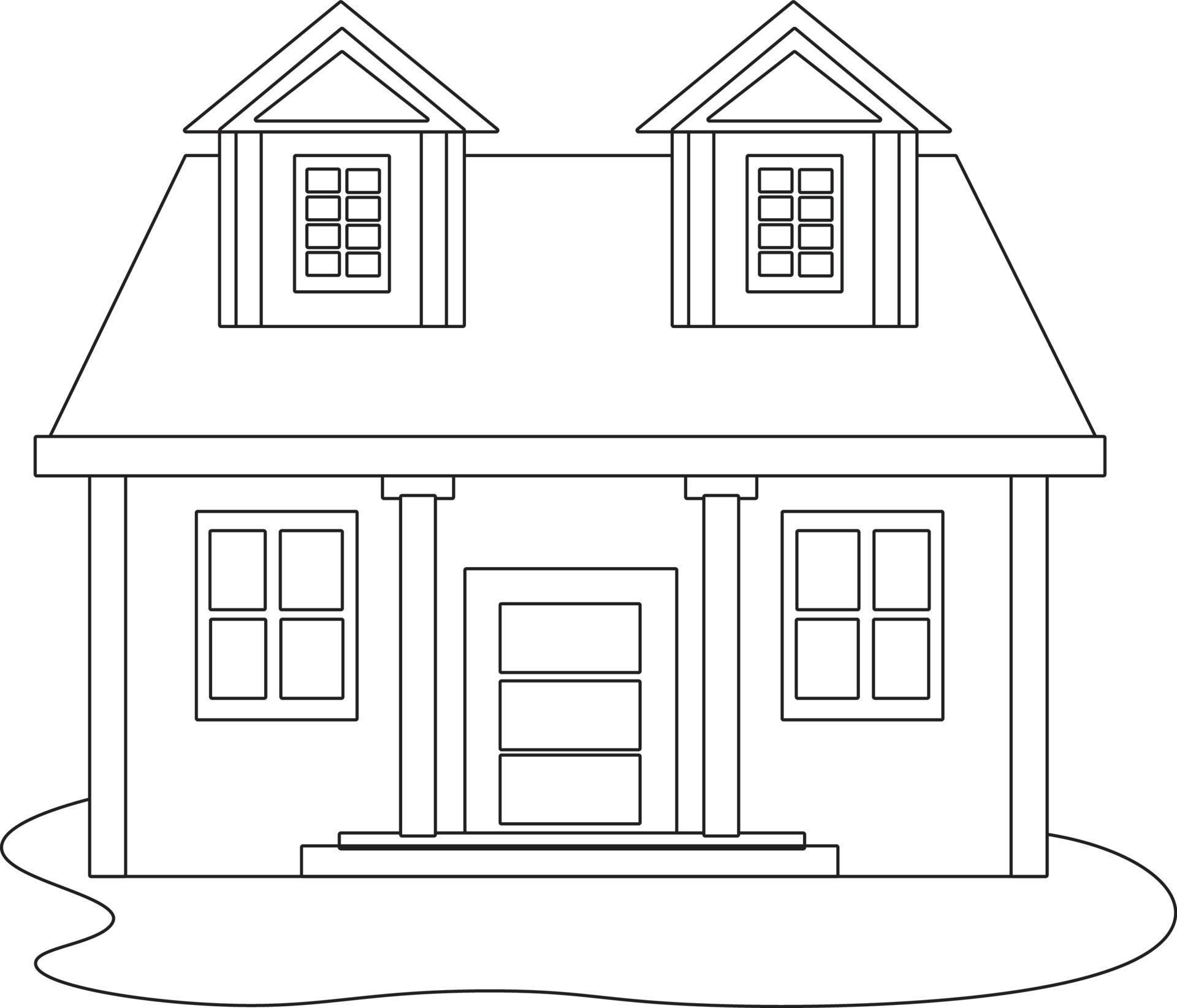 House Coloring page design. coloring page design for kids. simple