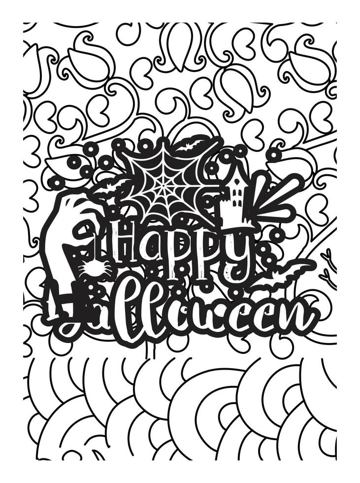 Halloween Coloring page design. coloring page design. pattern coloring page design. vector