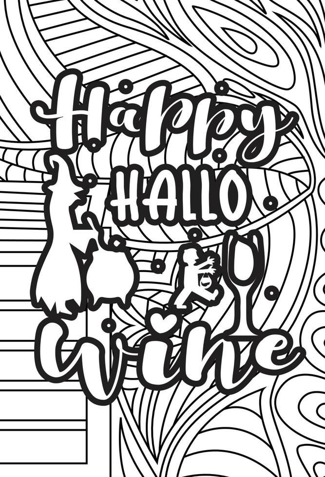 Halloween Coloring page design. coloring page design. pattern coloring page design. vector