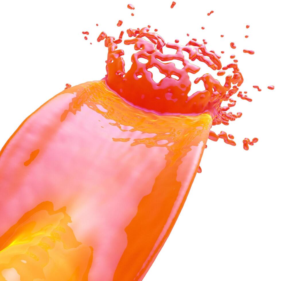 3D paint orange color splash photo