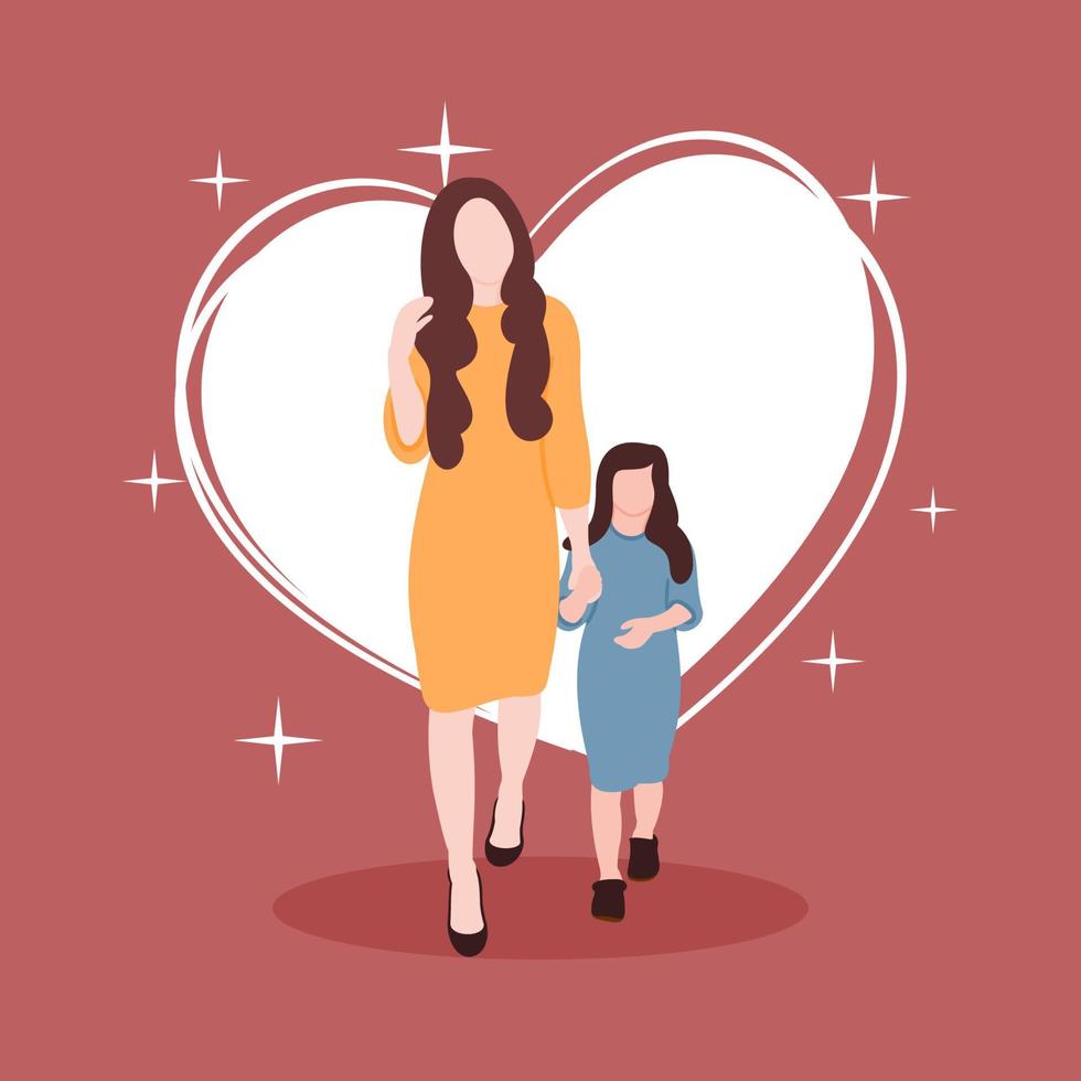 Mom And Kid Flat Illustration vector