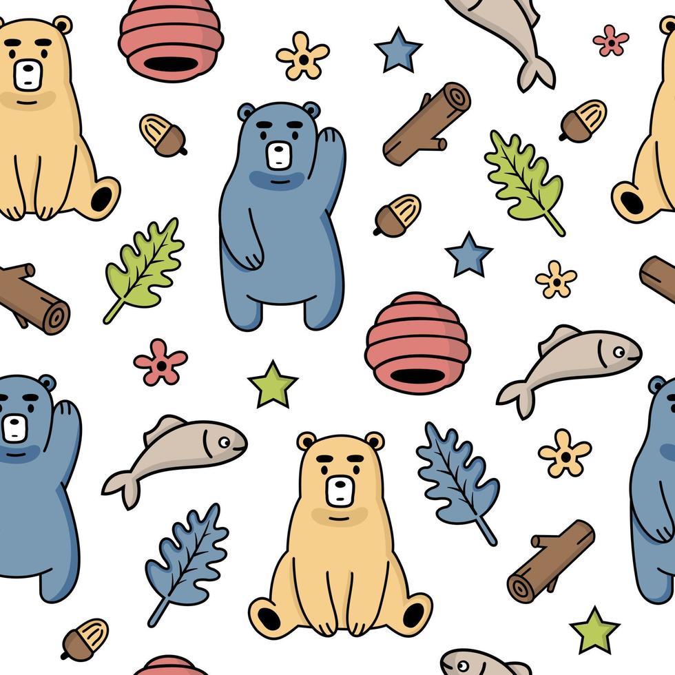 Seamless pattern honey bear design vector