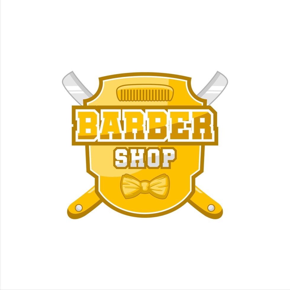 Barbershop  yellow flat logo illustrations vector