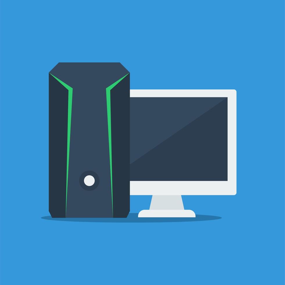 Computer setup, PC set. CPU and computer icon. Flat vector suitable for ...