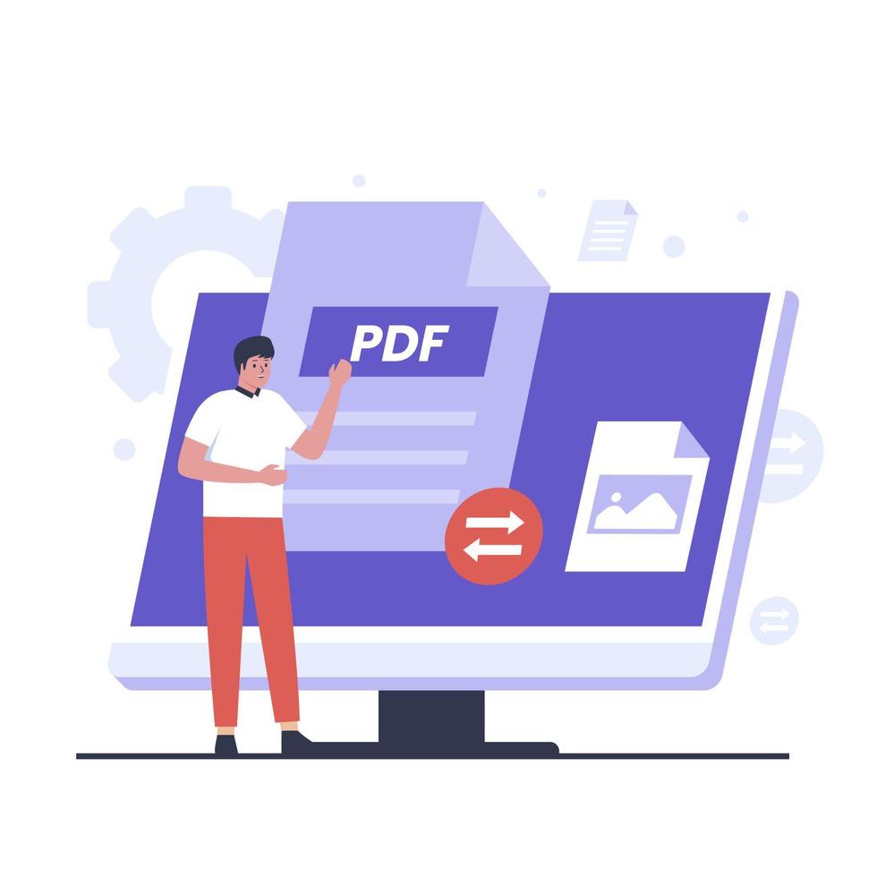 Pdf convert illustration design concept vector