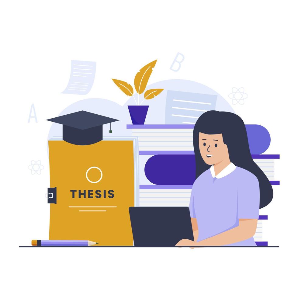 Flat design of thesis illustration concept vector