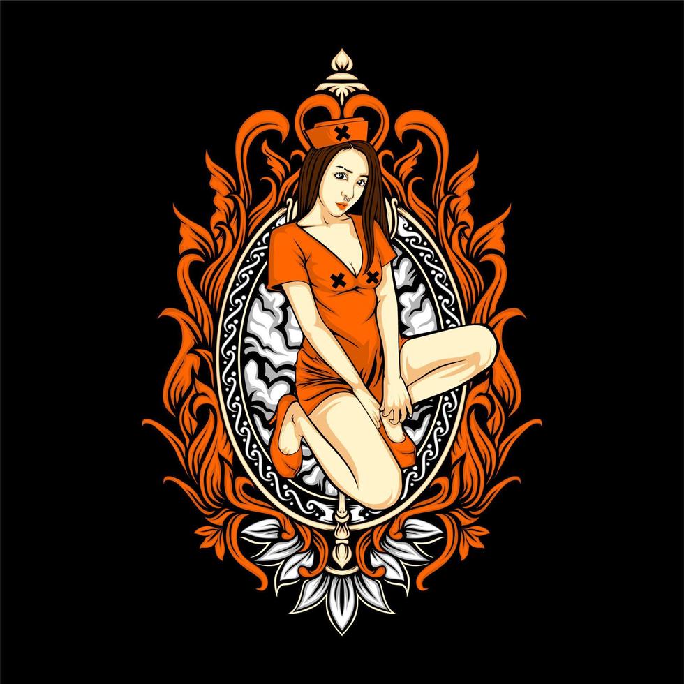 charming nurse illustration vector