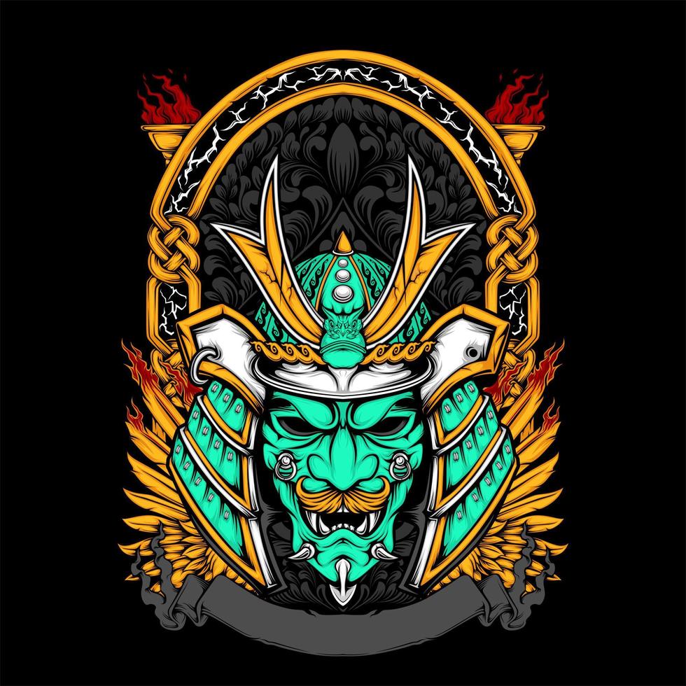 samurai helmet illustration vector