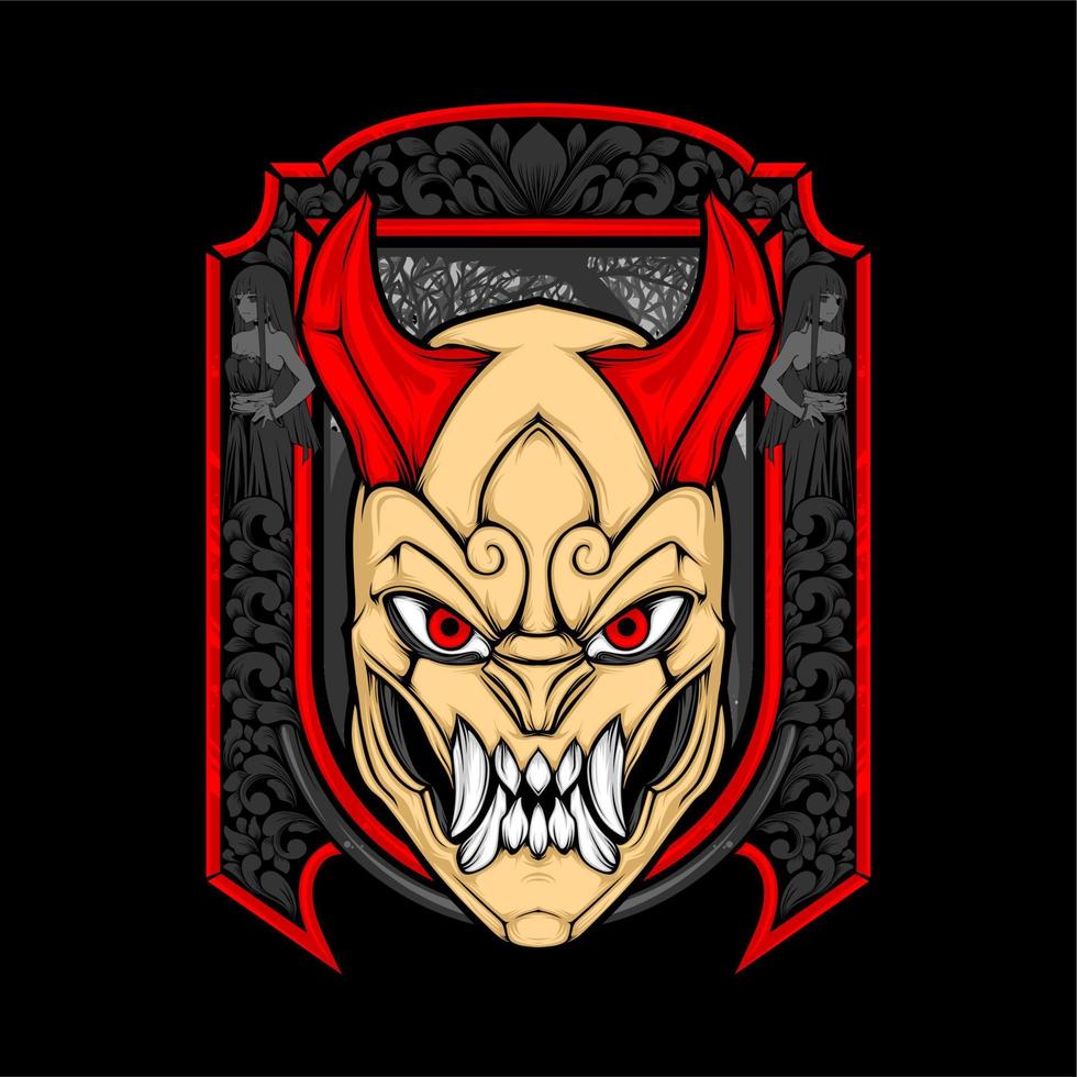 japanese oni mask vector