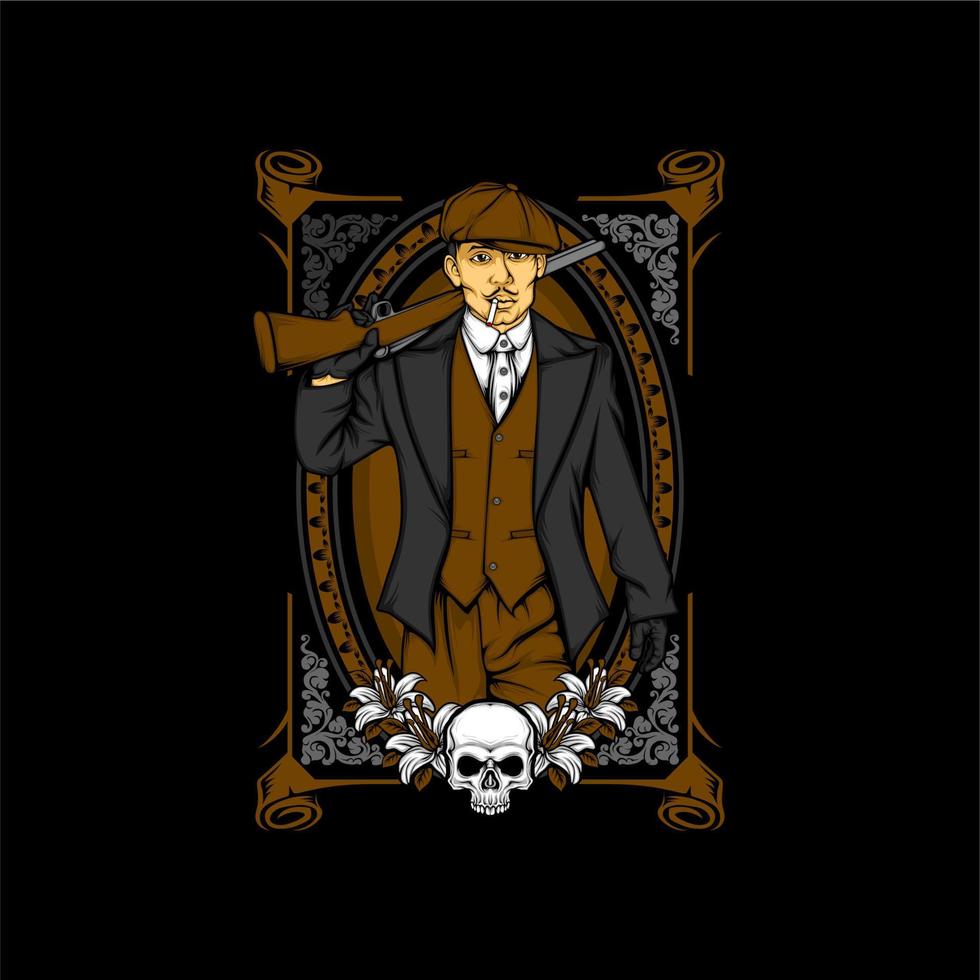 british gangster retro illustration vector