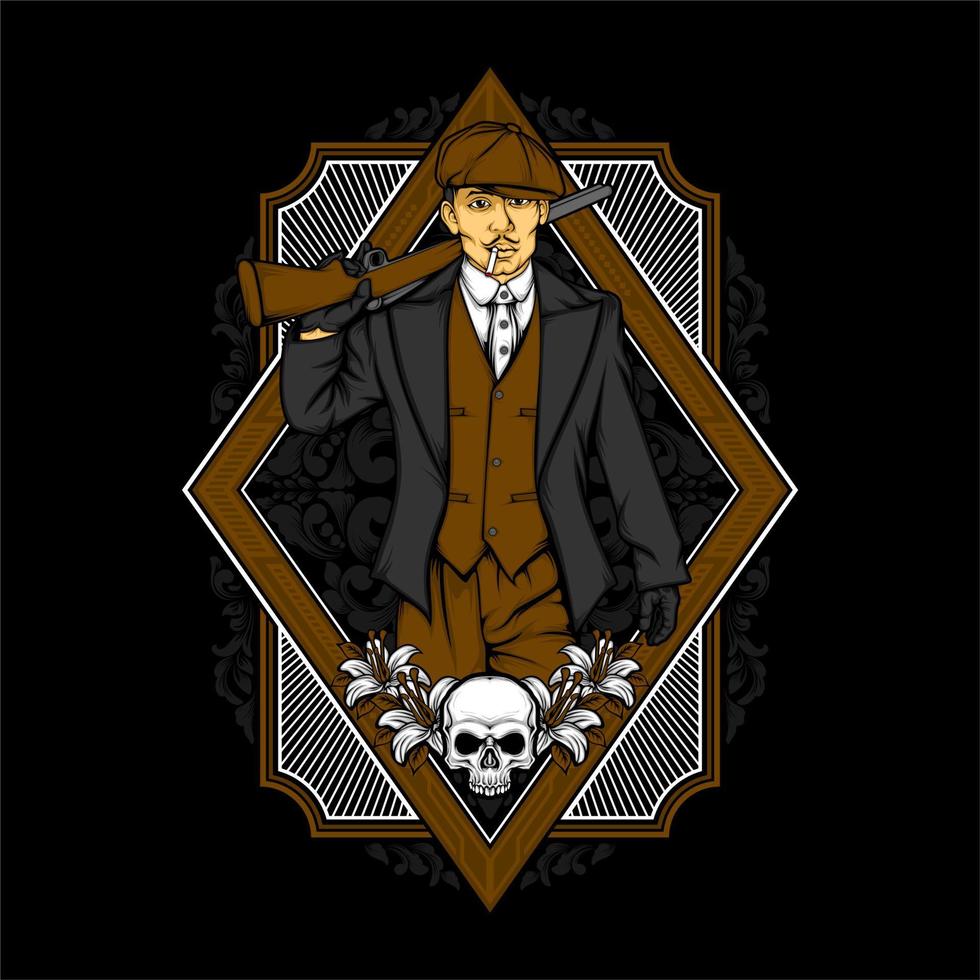 british gangster retro illustration vector