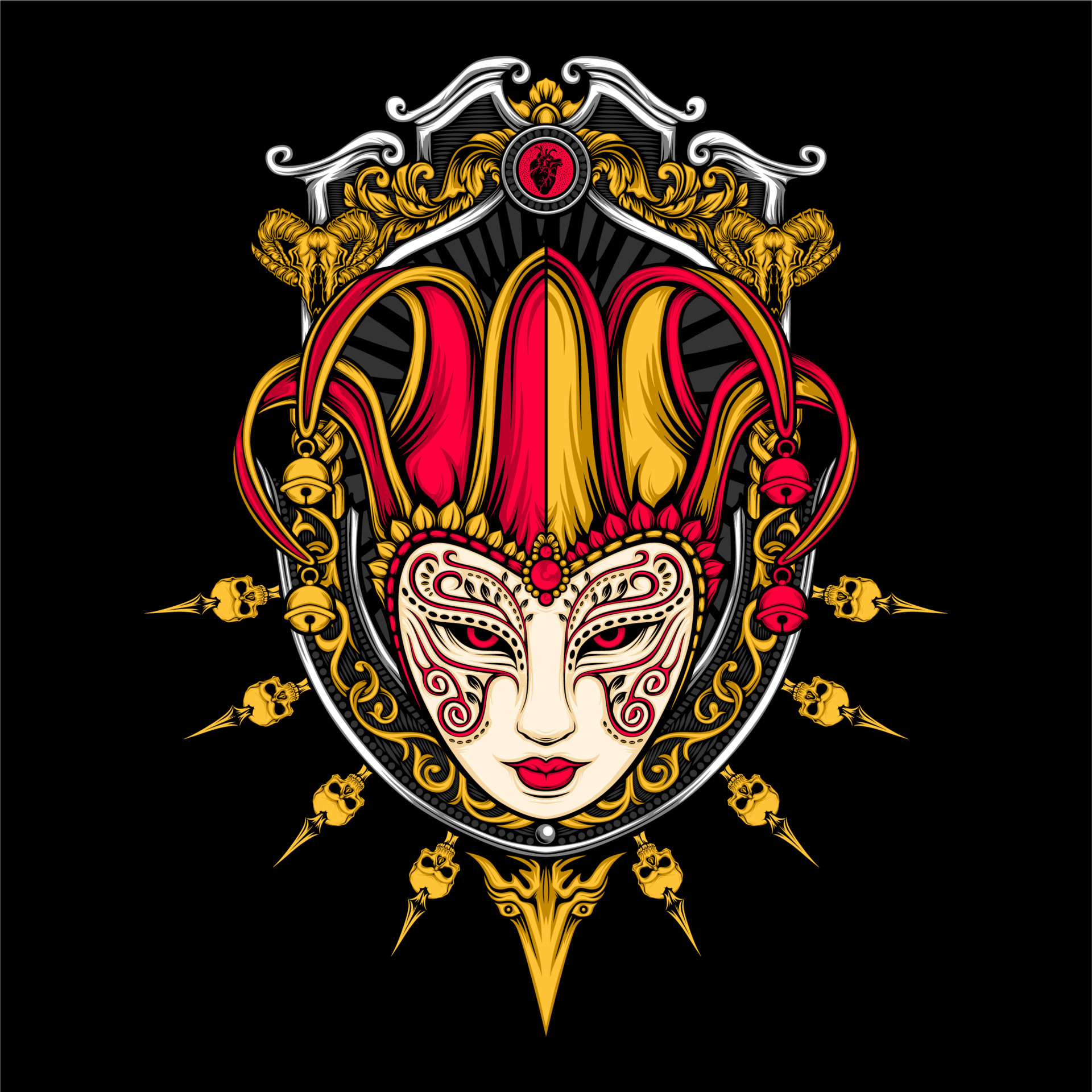 jester head illustration 5308195 Vector Art at Vecteezy