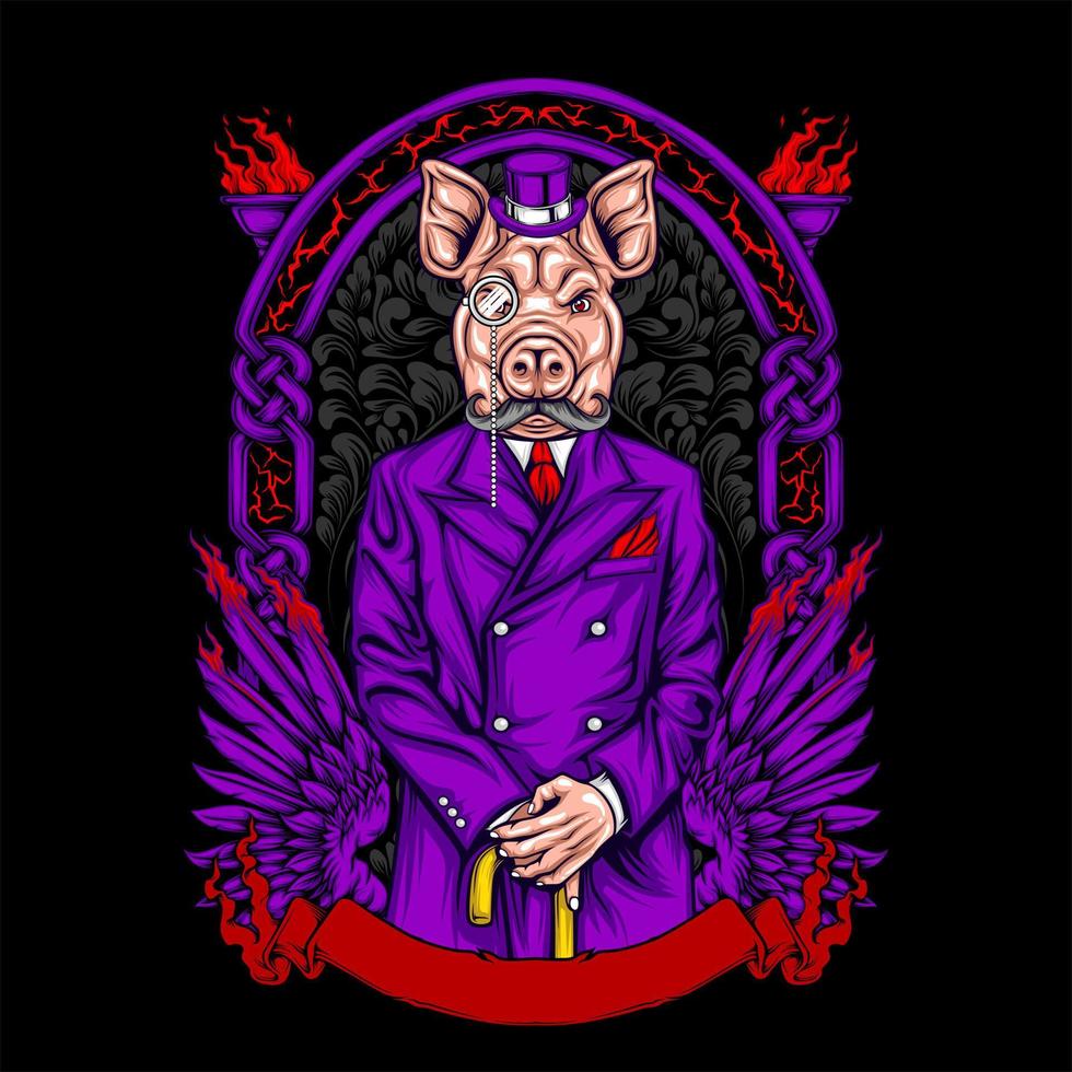 pig head man in suit vector