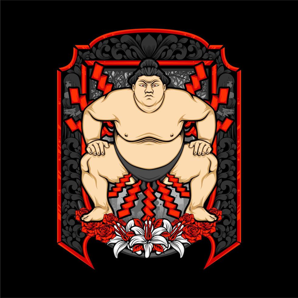 ilustración de sumo japonés vector