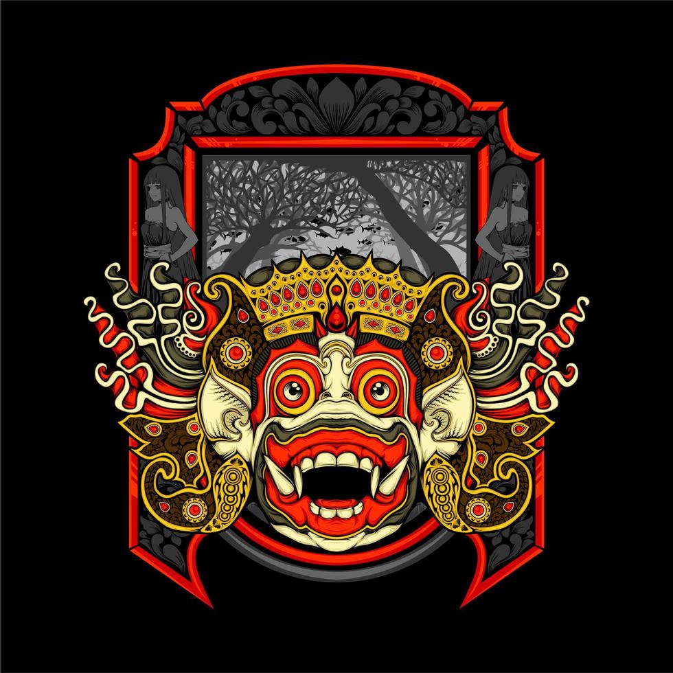 ilustración de barong balinés vector