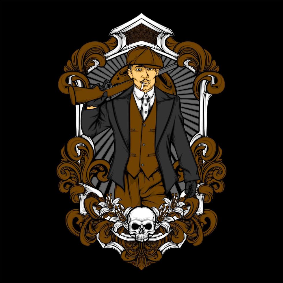 british gangster retro illustration vector