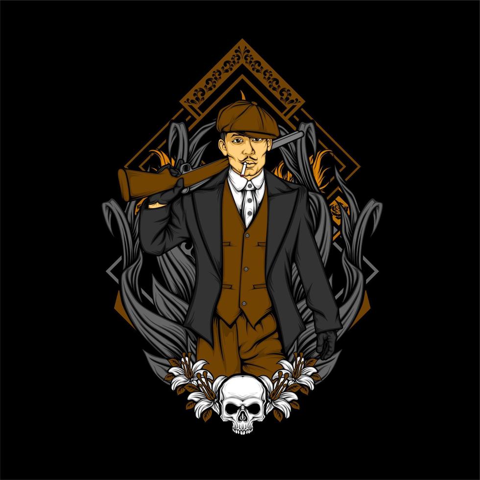 british gangster retro illustration vector