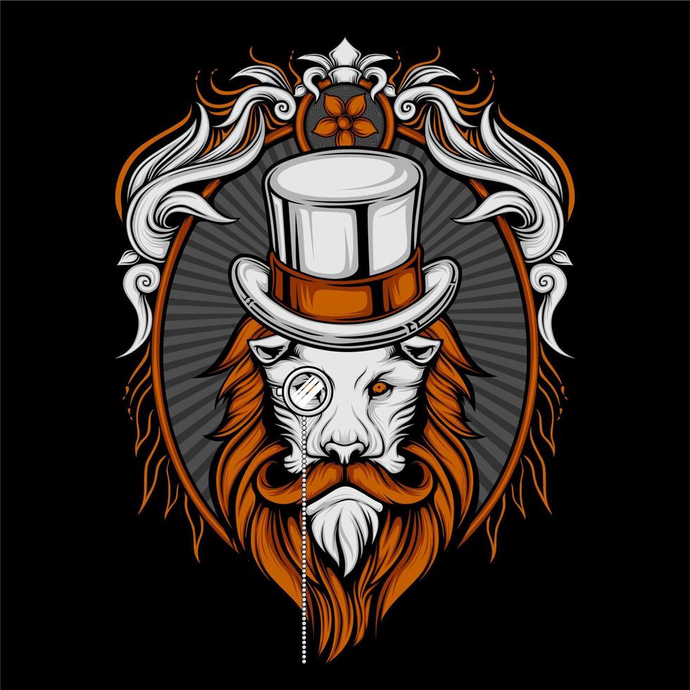 lion head illustration with awesome background vector