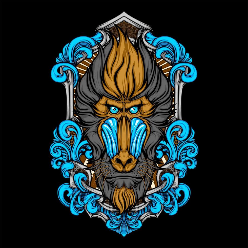 cool monkey head vector