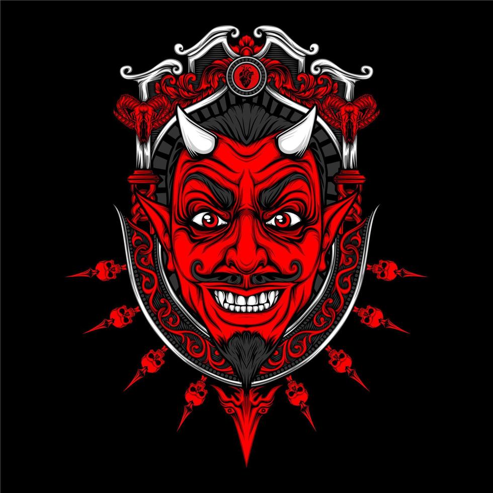 smiling devil face vector