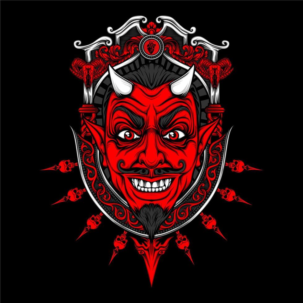 cara de diablo sonriente vector